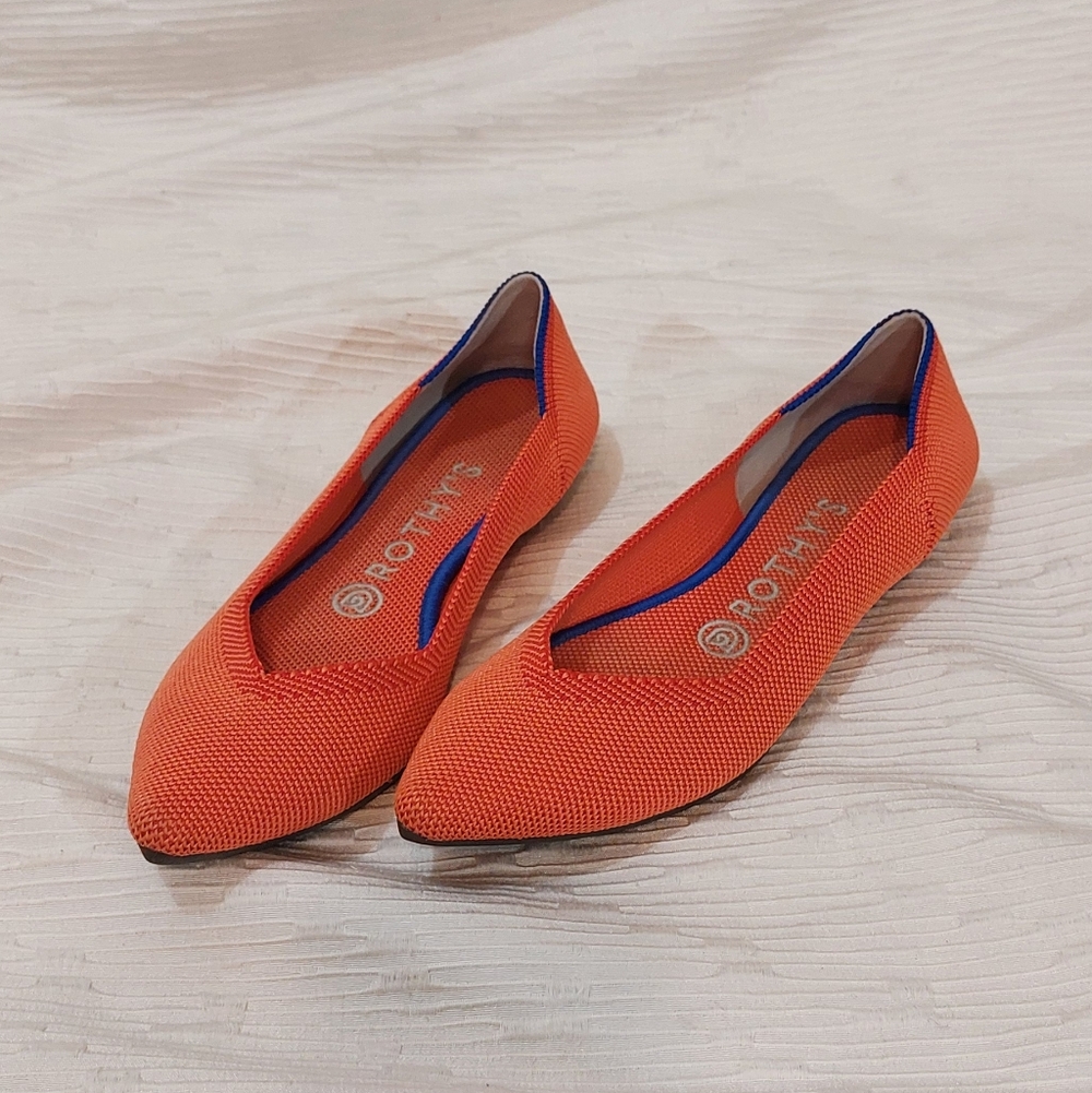 Orange Rothy's Pointed Toe Flats Size 7 - Picture 4 of 13
